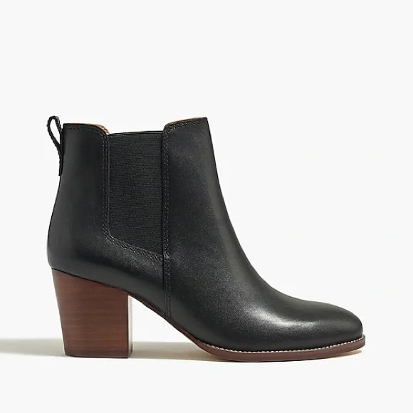 JCrew Factory Women 9.5 Black Rory leather heeled boots AR846 - Picture 2 of 5